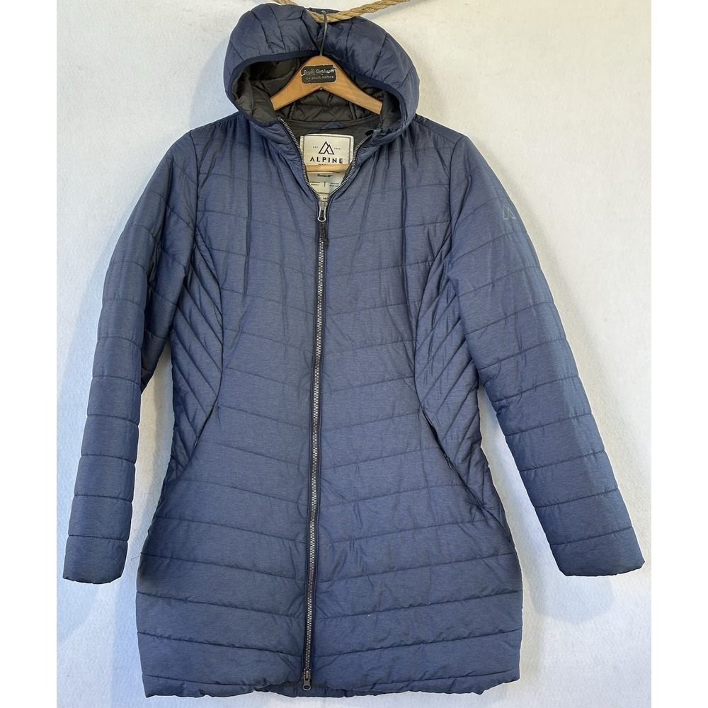 Alpine Design Long Puffer Jacket Hooded Blue Women's M